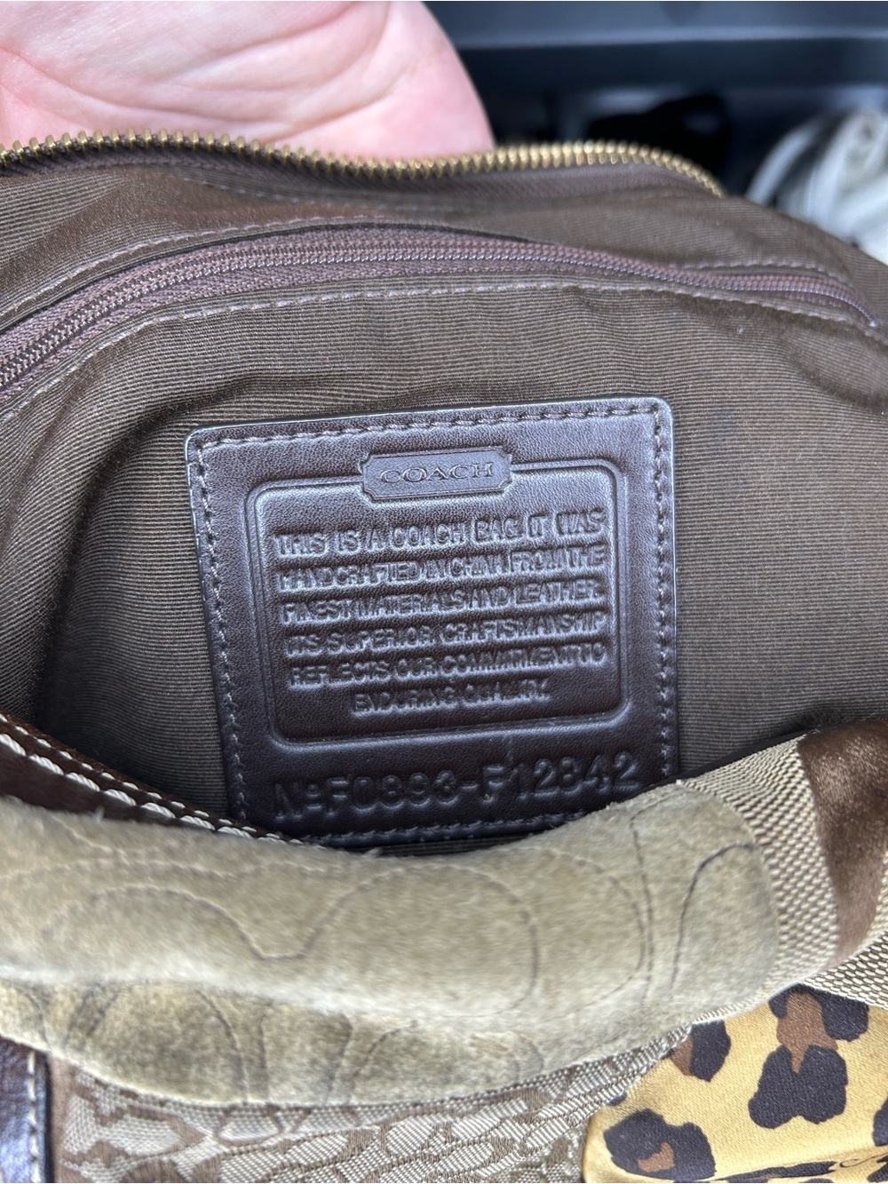VTG Y2K Coach Patchwork Shoulder Bag Purse Brown Leather Suede Jacquard F12842 - Picture 11 of 11